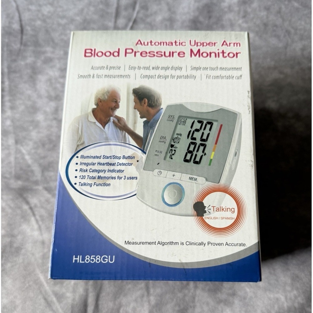 A&M Automatic Talking Upper Arm Blood Pressure Monitor HL858GU w/ Irregular HB
